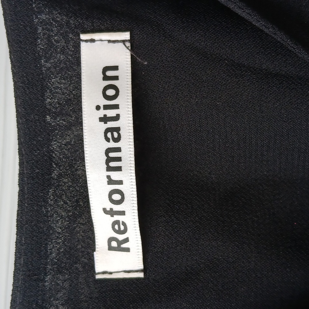 Reformation Black Midi Dress with Lace Insets - Picture 4 of 9
